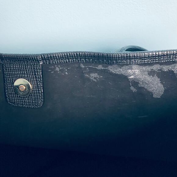 Cole Haan Black Cross Grain Leather Tote Purse - Picture 4 of 9